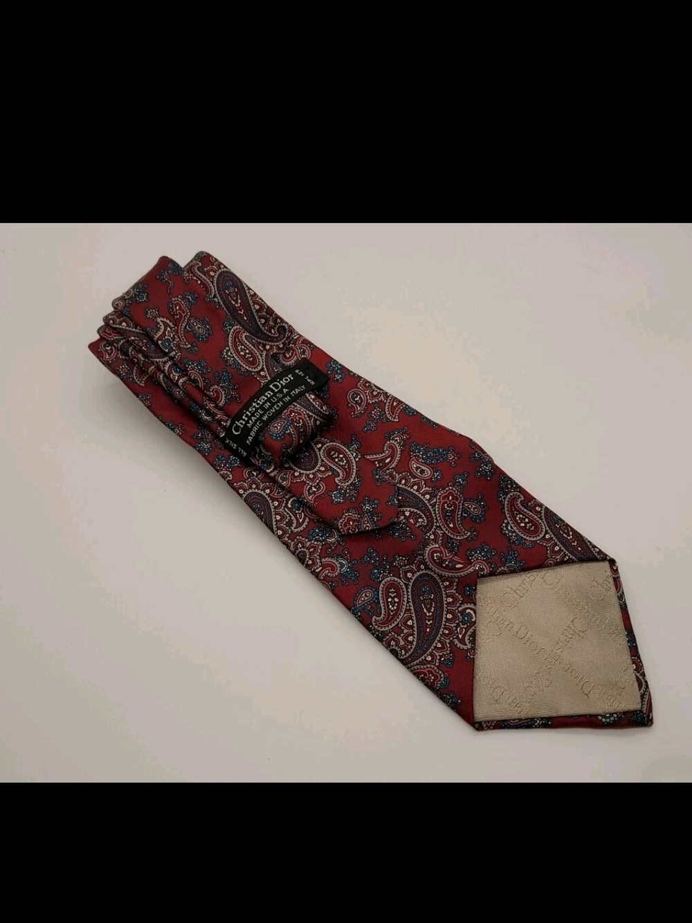 Dior Red Paisley Silk Tie - Picture 6 of 6